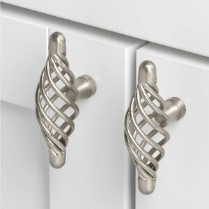 10x Oval Birdcage Cabinet Pull Knobs - Satin Nickel Finish